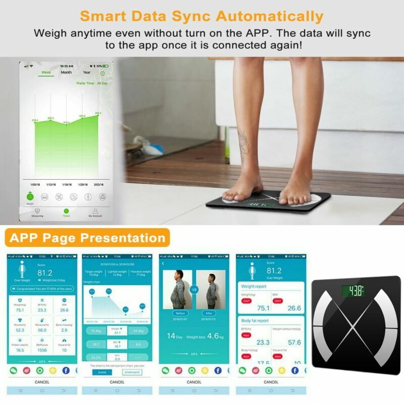 Body Fat Digital WiFi Scale & Weight Composition BMI Smart Scale APP Connection