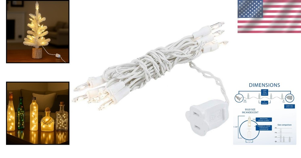 Connectable 5ft String Lights with 10 Clear Bulbs - Versatile Indoor/Outdoor Use