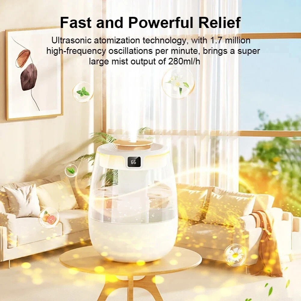 Humidifiers Ultrasonic Warm &Cool Mist LED Humidifier Top Fill for Bedroom 1.35L