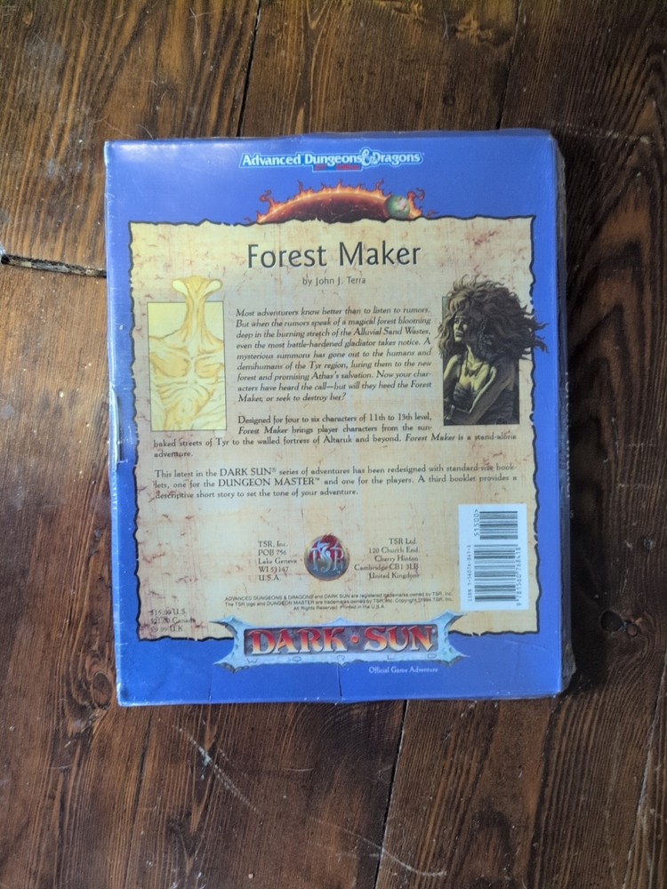 Advanced Dungeons and Dragons 2nd Edition Dark • Sun Forest Maker 2430 Shrink