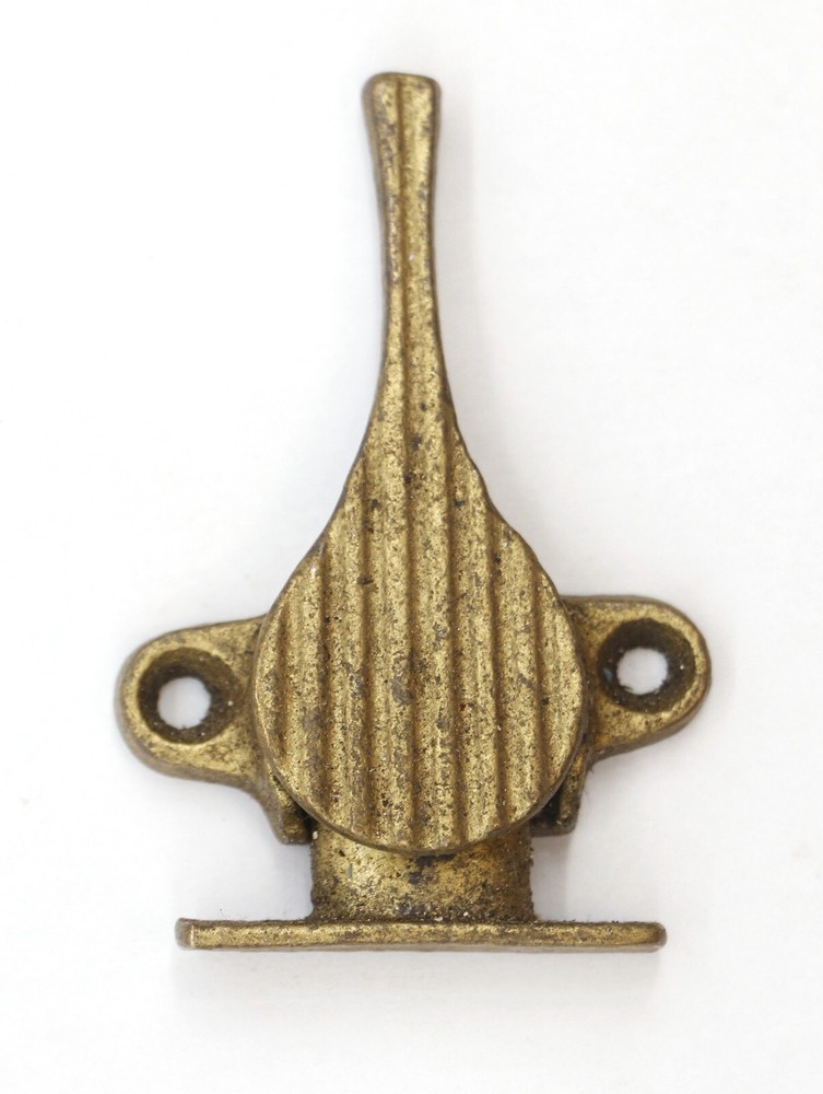 Vintage Lined Brass Plated Steel Window Sash Lock