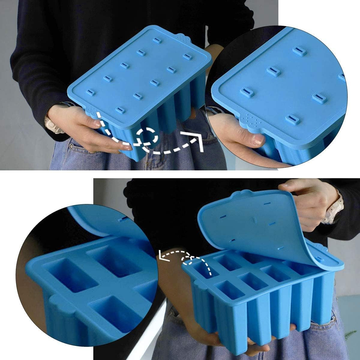 Moldes de silicona para paletas, moldes reutilizables de grado alimenticio