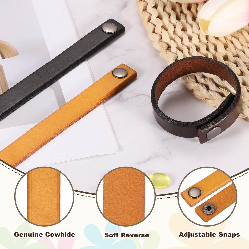 Plain Buckle Snap Leather Bracelets Leather Snap Bracelets, Dark Yellow