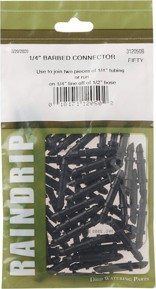 50-Piece 1/4" Barbed Coupling Connectors for Efficient Drip Irrigation Systems