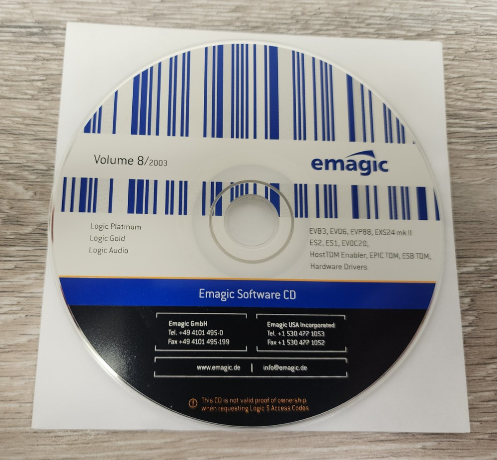 Emagic Logic 6 NFR Software Disc Volume 8 & USB Dongle Tested Working READ