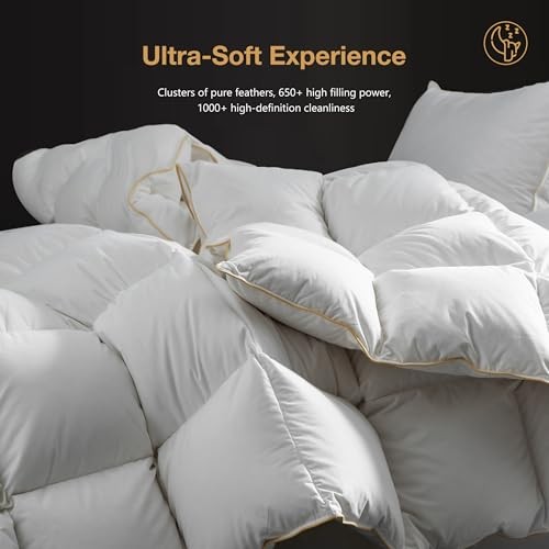 Luxurious Goose Down Comforter King Size Filled with King-90x106 inches White