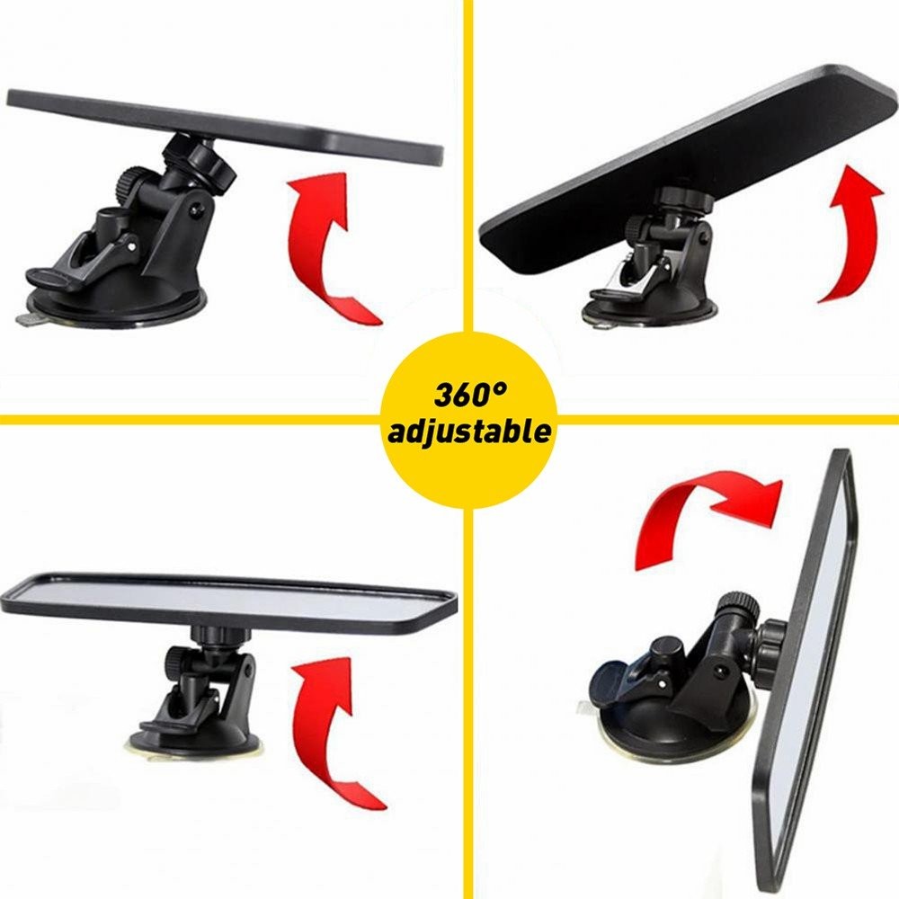 Universal Black Car Rear Suction View Cup Mirror Learner Driver Interior Glass