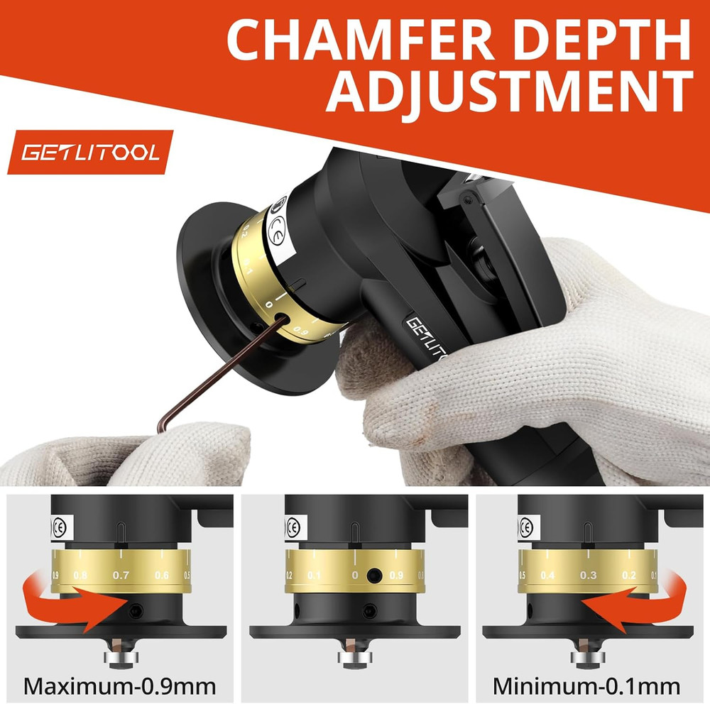 Pneumatic Chamfering Tool, Mini Air Chamfer Tool Kit with 12 C-Angle & 10 R-Angl