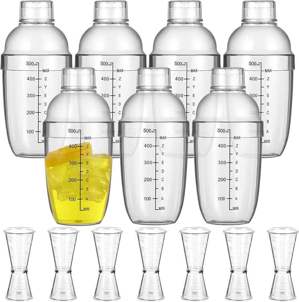 Plastic Cotail Shaker Set Drink Mixer with Mark Clear Drink Cotail