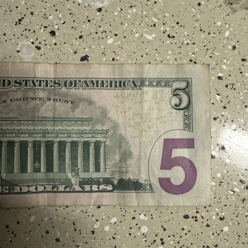 Misaligned, miscut $5 bill RARE