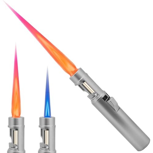 Torch Lighter, Butane Refillable Multifunction Straight Flame Bright Titanium