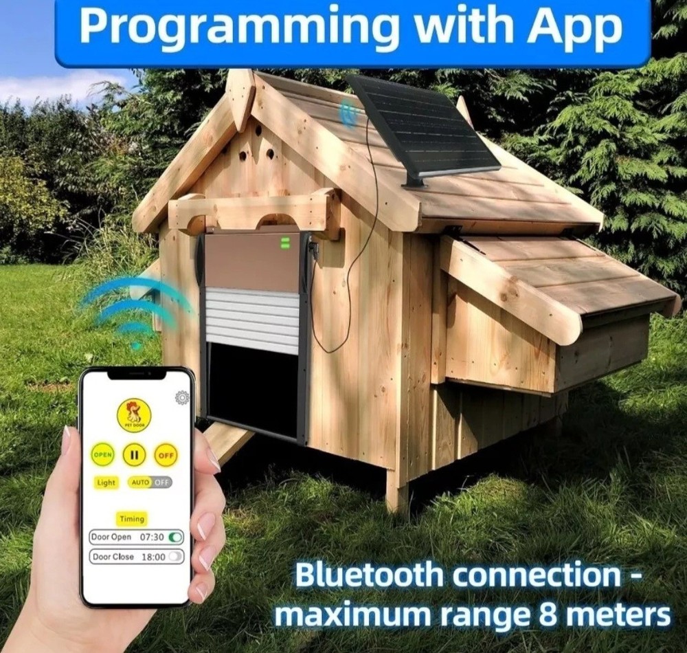 Smart Automatic Chicken Coop Door Solar Powered Timer/Light Sensor Setting Remo