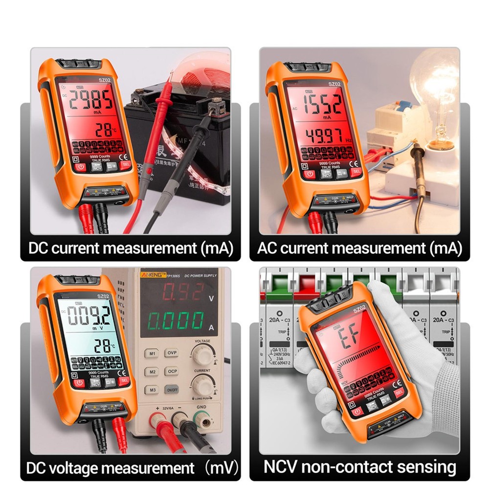 Digital Multimeter 9999 Counts True RMS Smart AC/DC Current Voltage Multimetres[