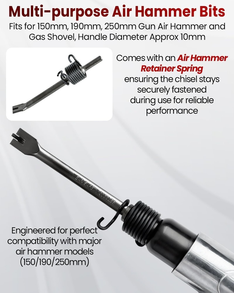 9 Pcs Air Hammer Bits Set, Pneumatic Hammer Chisel Bits, Air Chisel Bits with...