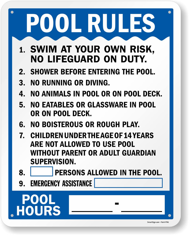 30 X 24 Inch “Pool Rules - Pool Hours” Write-On Metal Sign with Pre-Cleared Hole