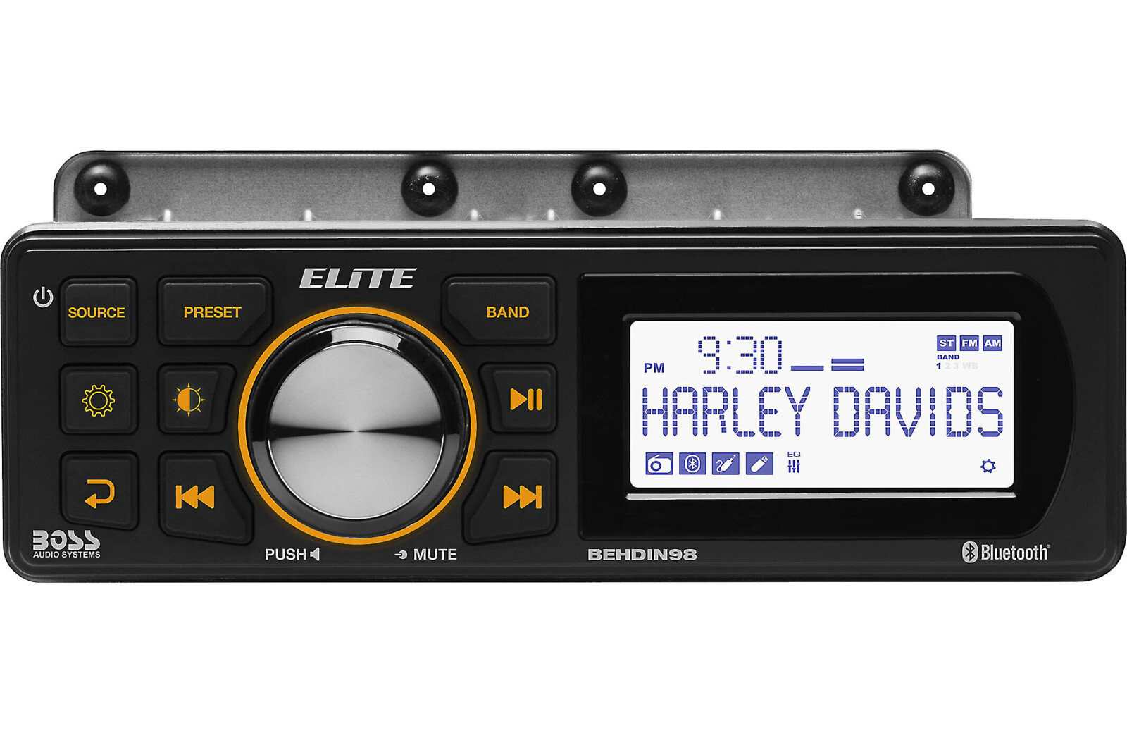 Boss Elite Direct Fit Harley 1998-2013 Bluetooth MP3 AM/FM Receiver 3" BEHDIN98