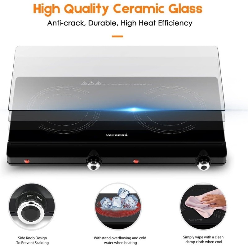 Electric Infrared Burner Multi-Function Cooking Portable Safe Lightweight 1800W