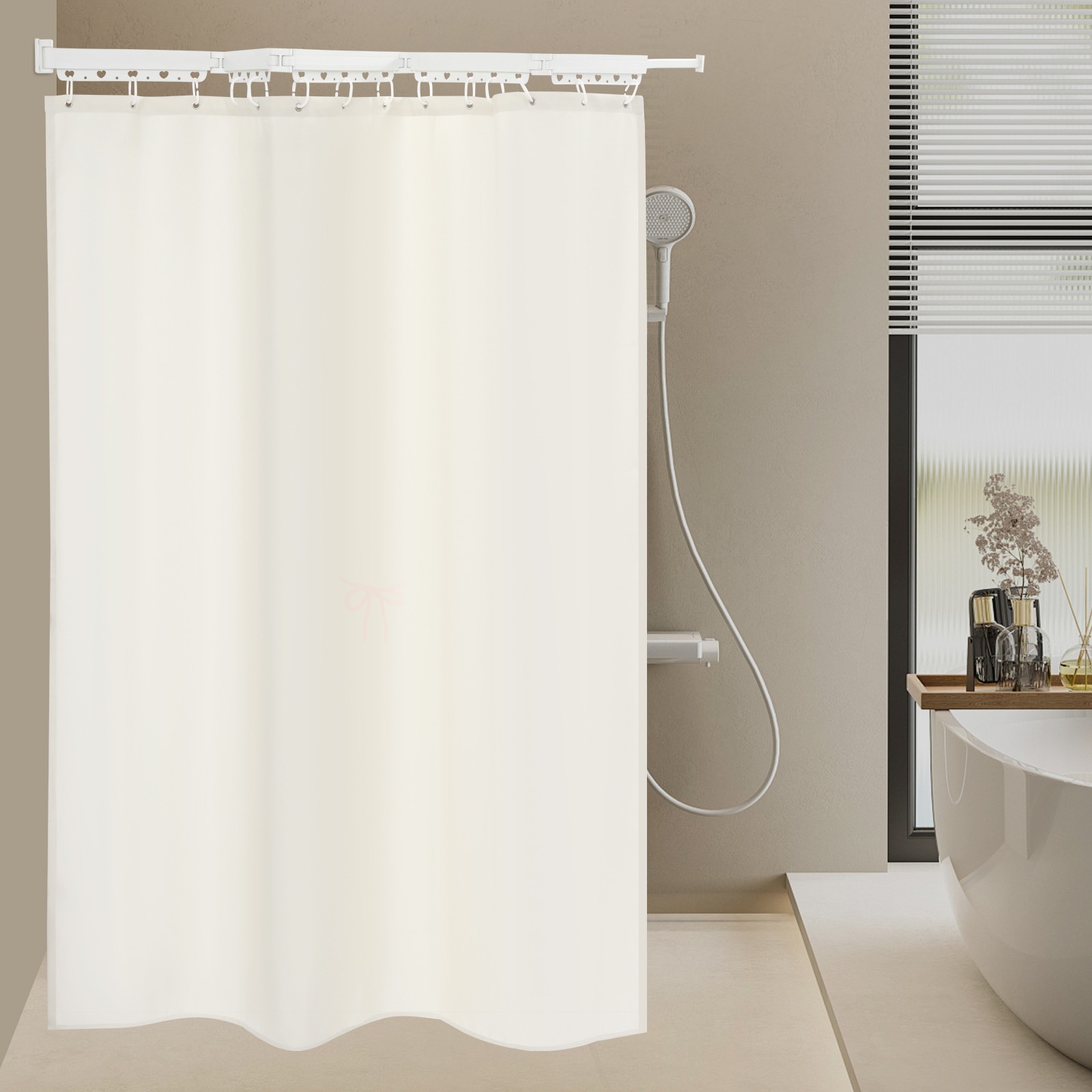 Bathroom Shower Curtain Folding Shower Curtain Rod Wall Mounted 110.23 lbs Load