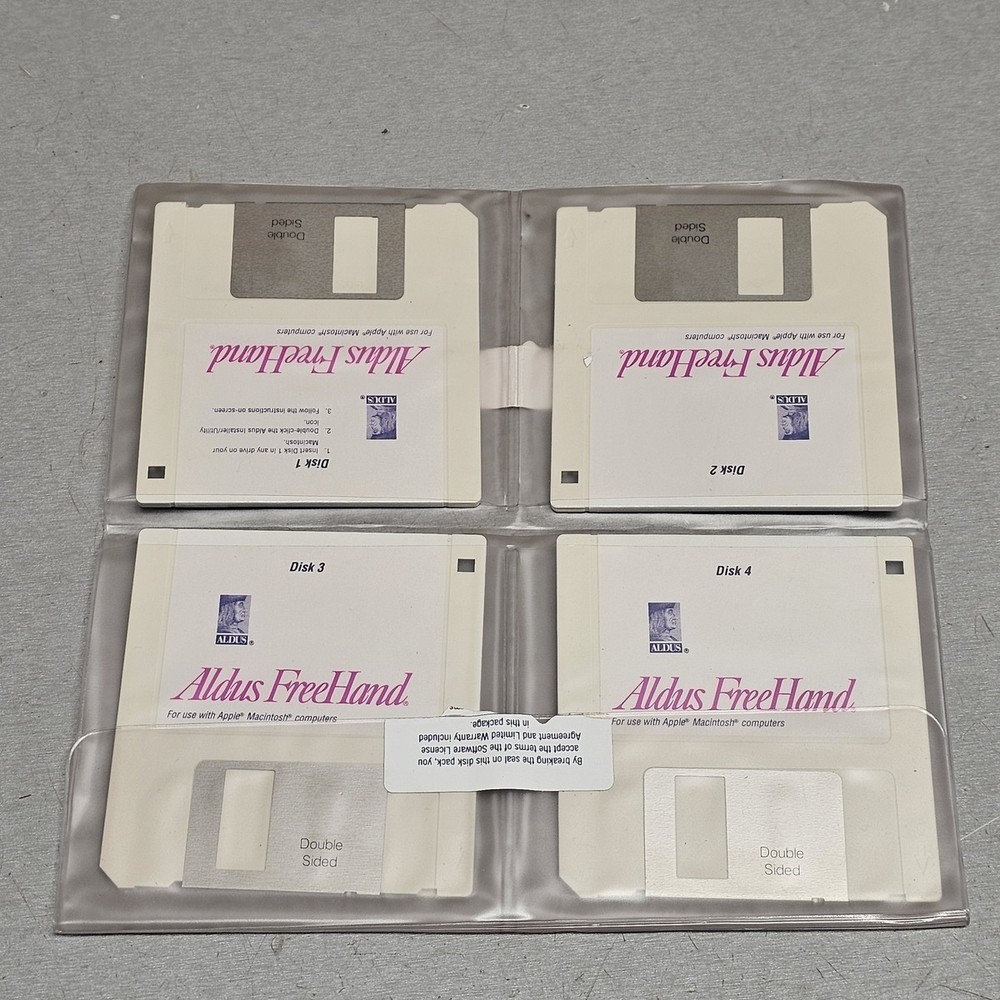 Aldus FreeHand Macintosh Graphics Software 3.5” Floppy Disk Set