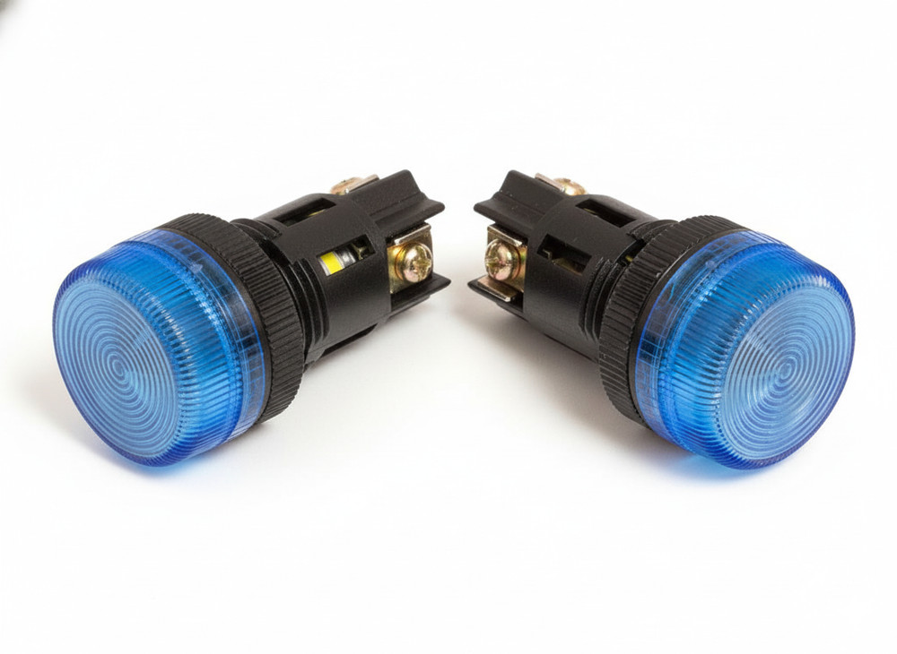 NPL-22 ATI Blue LED Pilot Indicator Light 22mm 24V AC/DC Replaceable Lamp (2PCS)