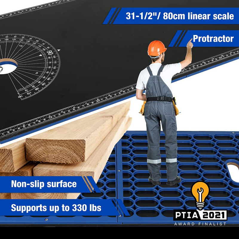 WORKPRO 5-in-1 Workbench Miter Saw Stand Quick Folding Work Table Creeper Dolly