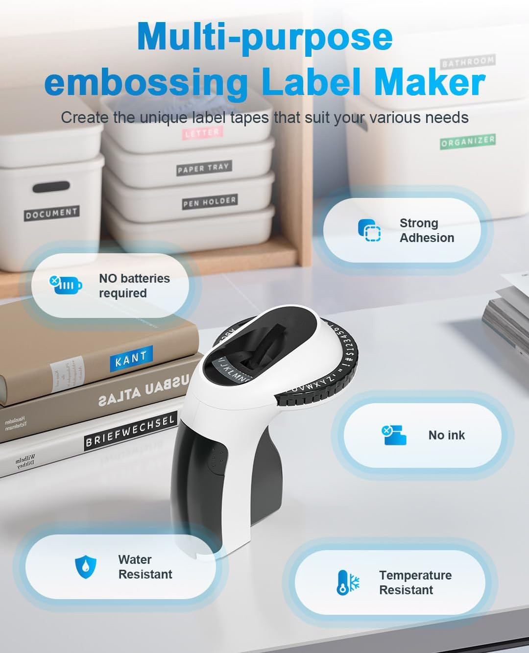Compatible DYMO Embossing Label Maker with 5 DYMO Label Tapes | Organizer Xpress