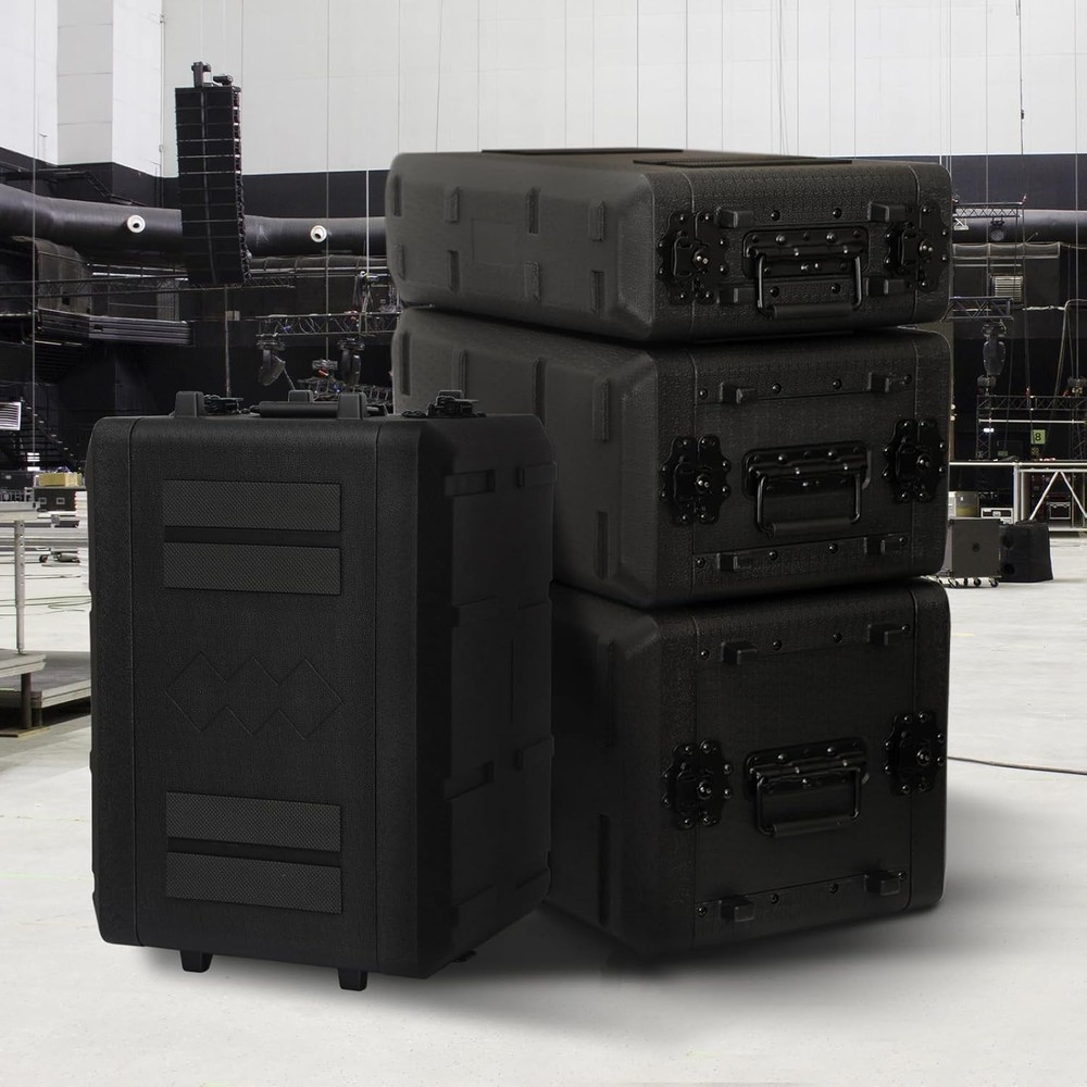 6U Rack Case Shallow 16" Depth,19" Rackmount Flight Cases Shockproof Mount Racks