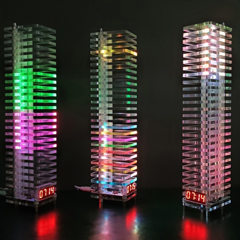 Auditory Spectrum Tower Set Voice Controlled 7 Color Display LED Leveling