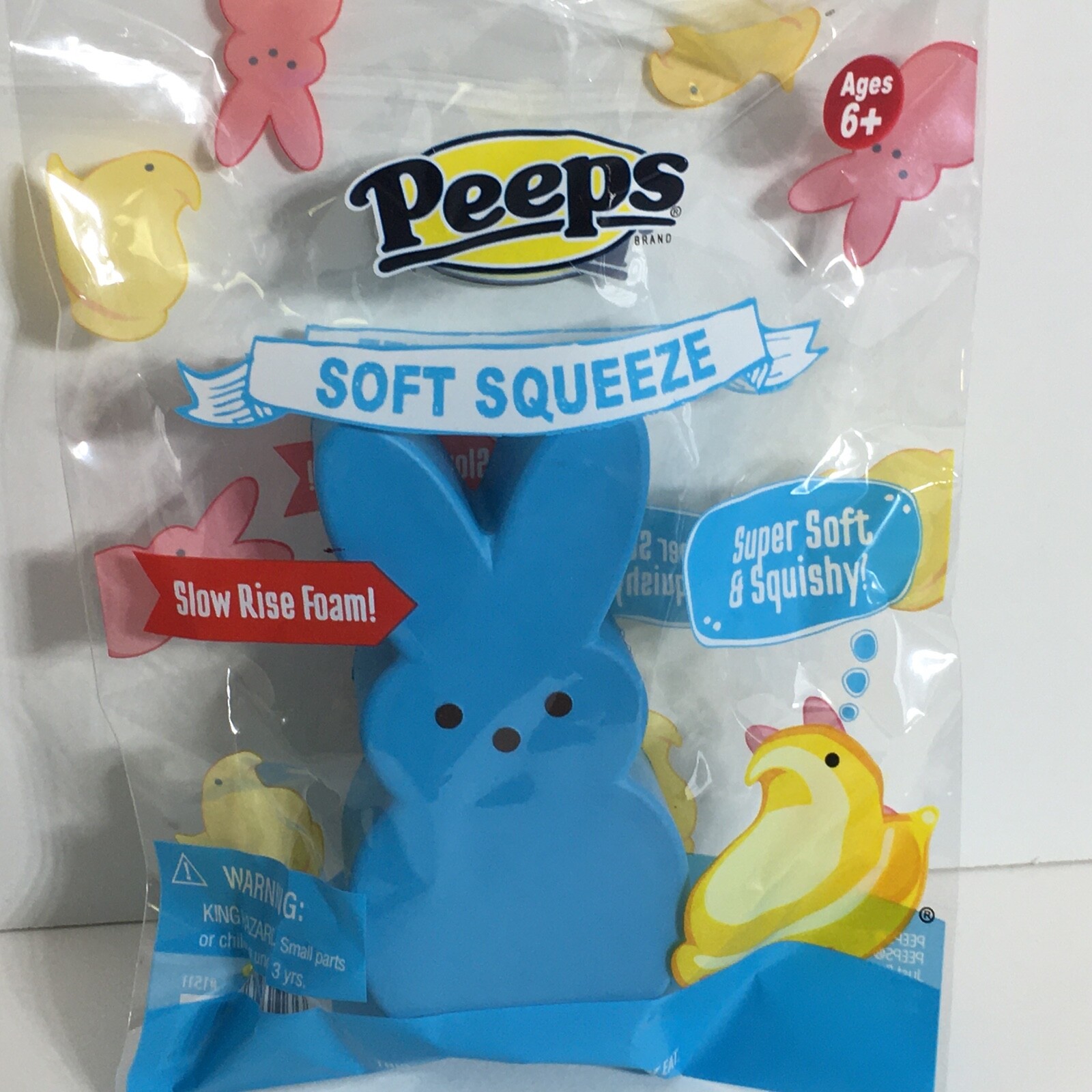 Peeps Bunnies Toy Soft Squeeze Lot of Three Blue Pink Yellow Squishy Easter