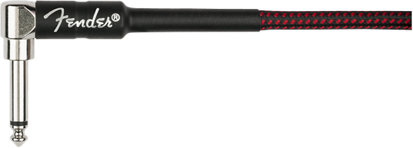Fender Coiled Guitar/Instrument Cable, RED TWEED, Straight to Right-Angle 30'ft
