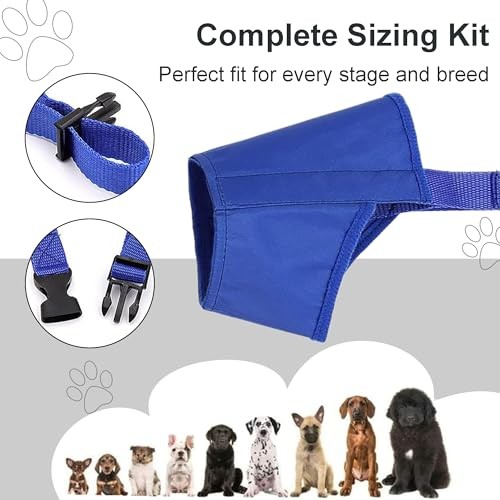 Dog Muzzles Suit, 7 PCS Adjustable Breathable Safety Small Medium Large Blue