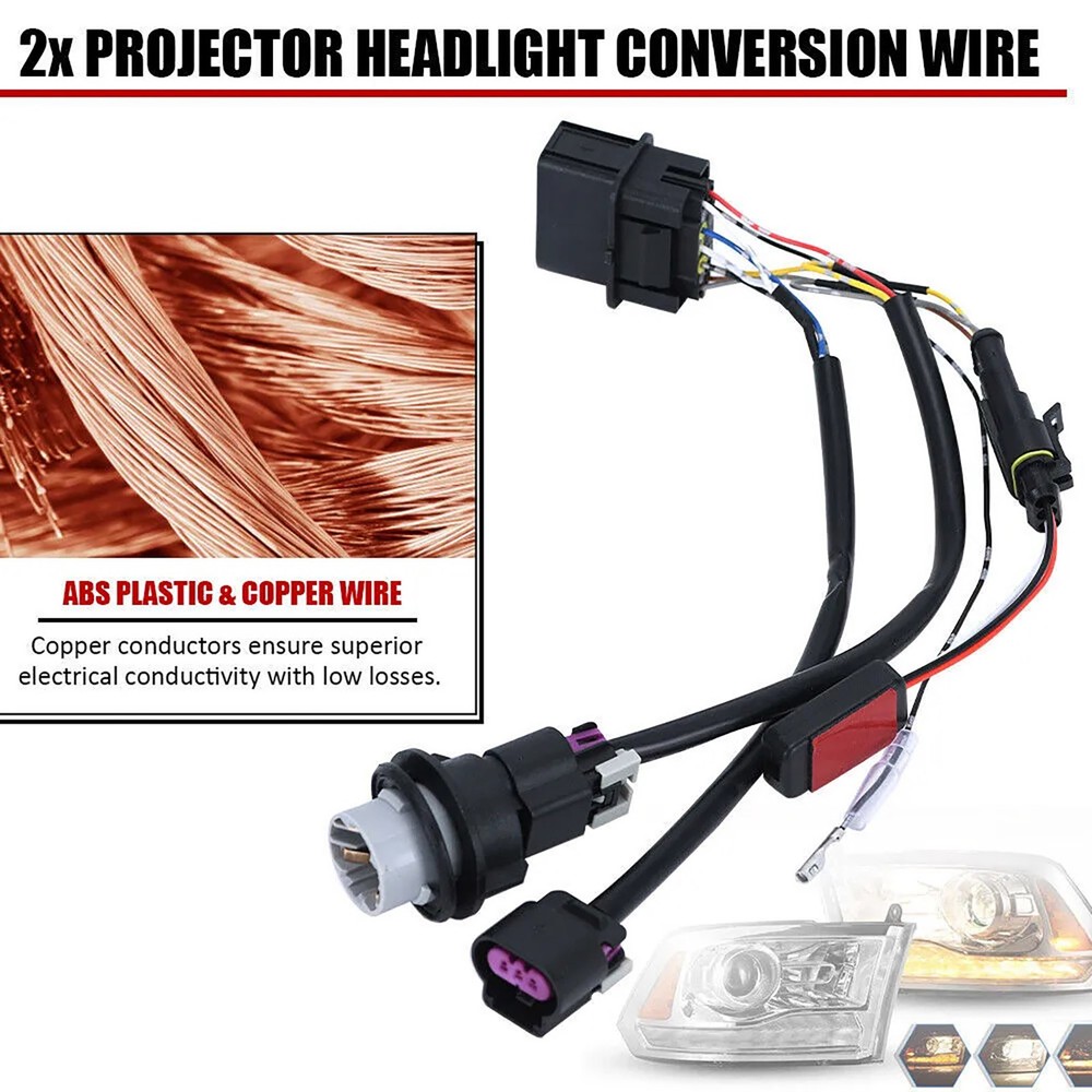 2X Headlight Conversion Wire Harness Part For Dodge Ram 1500 2500 3500 2013-2018
