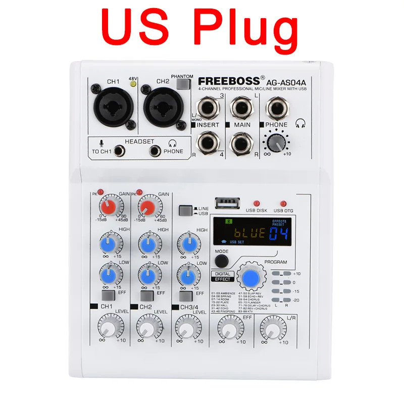 Mixing Console Mobile Broadcast 4 Channel Bluetooth PC USB 88 DSP Digital Effect