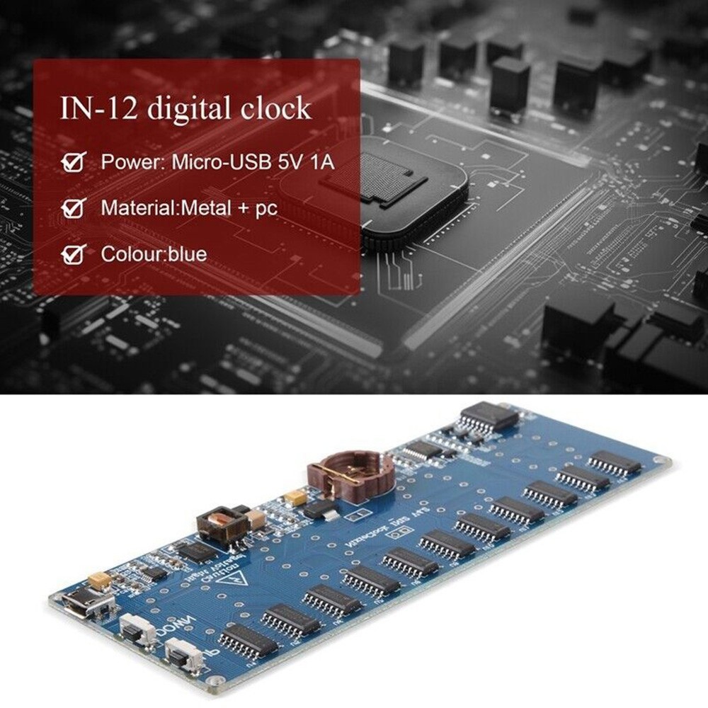 Compact In12 Digital Tube Clock Kit with User Friendly Setup Instructions