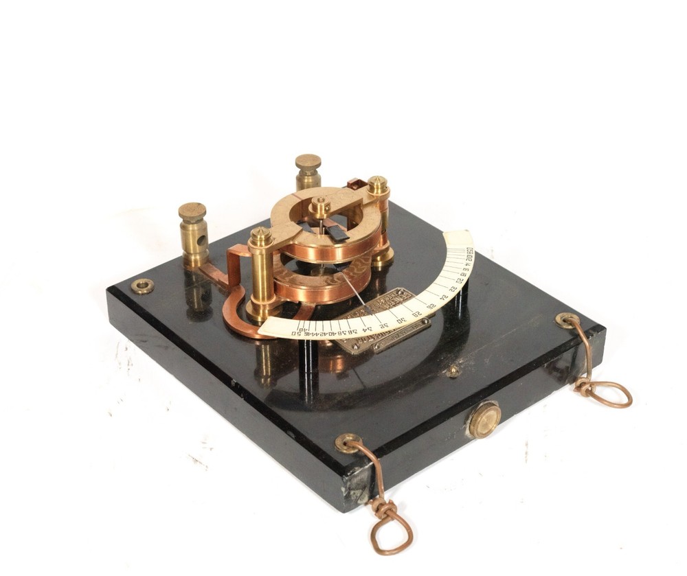 Exceptional 1890 General Electric Engine-Turned Current Indicator On Slate Base