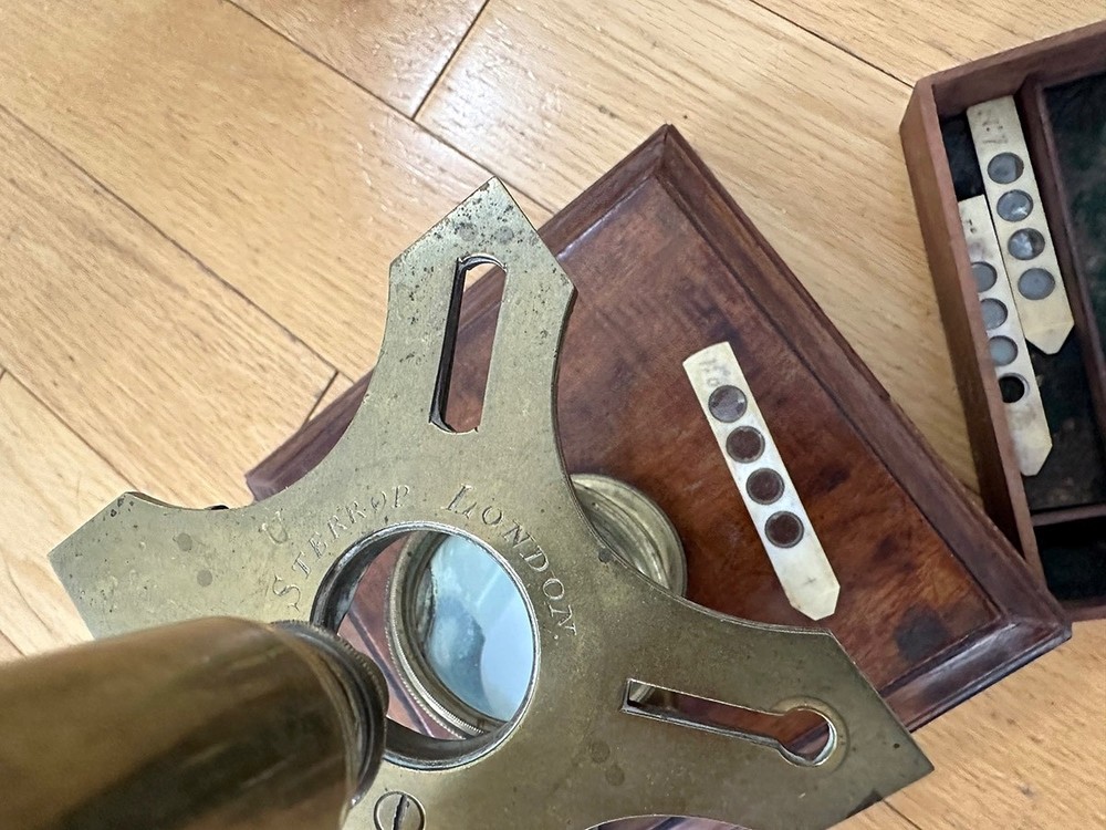 c. 1750 Cuff-Type Brass Microscope by George Sterrop