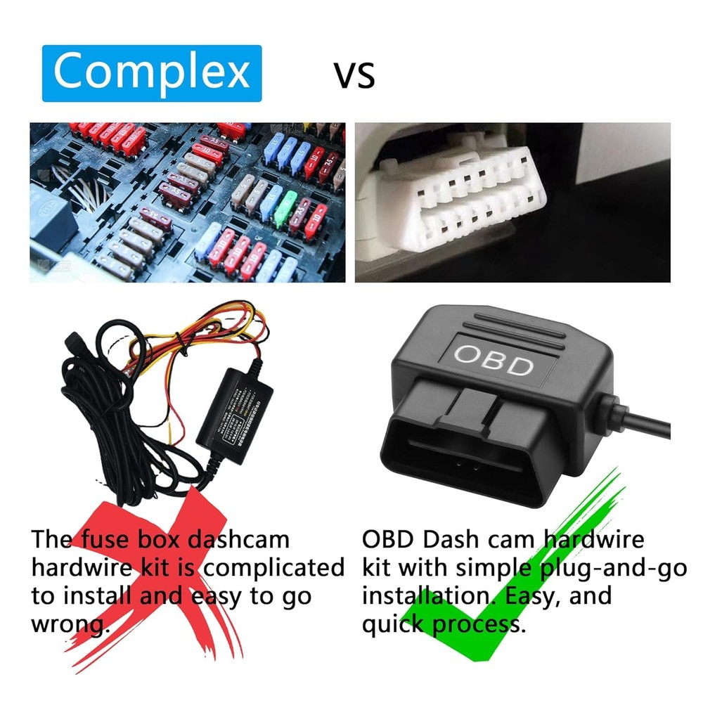 OBD Power Cable for Dash Camera OBD2 to Type C Adapter Hardwire Charger Cable