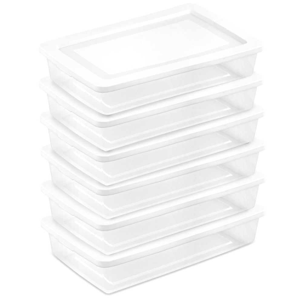 Sterilite 41 Qt Storage Box, Stackable Plastic Container, Home Organizer, 6 Pack