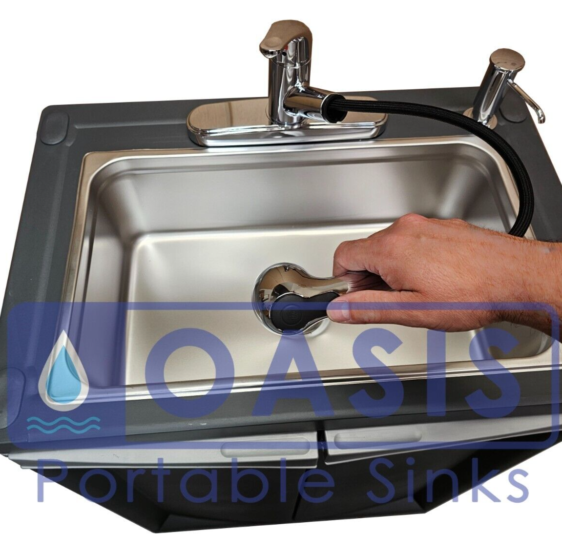 Portable Mobile Sink HOT Water Large Bowl PREMIUM Chrome Fixtures Hose Sprayer