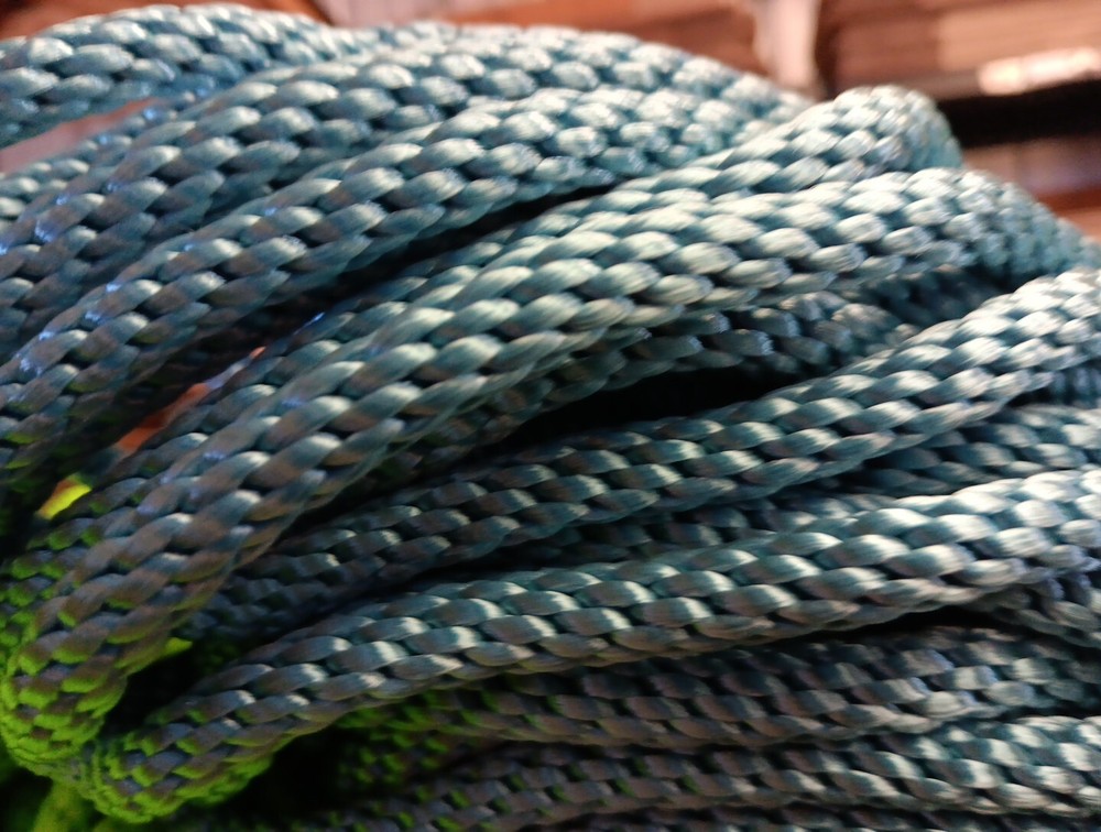 3/8” x 72ft. Solid Braid Polyester Rope. Made in USA. Light Blue