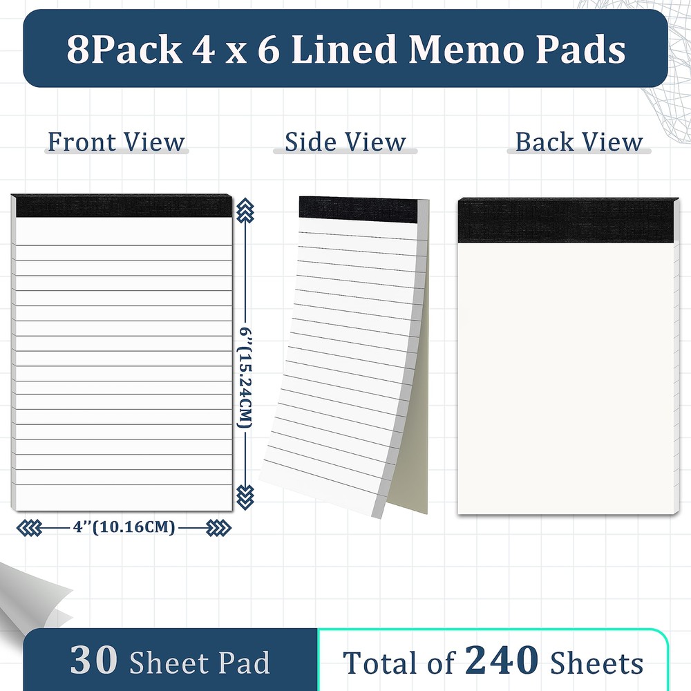 8 Pack 4x6 Inch Mini Notepads Refills Small Notebook Pads for School Office