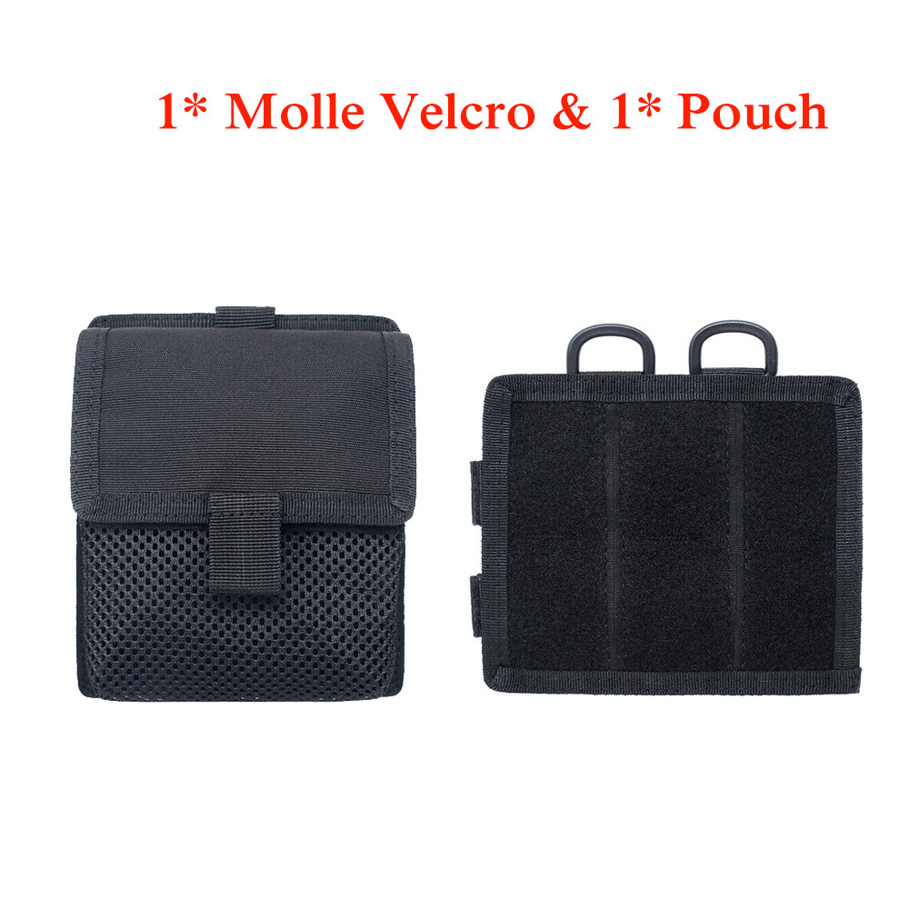 Hook & Loop Panel MOLLE Patch with Tactical Mesh Pouch Kit Bag Converter Adapter