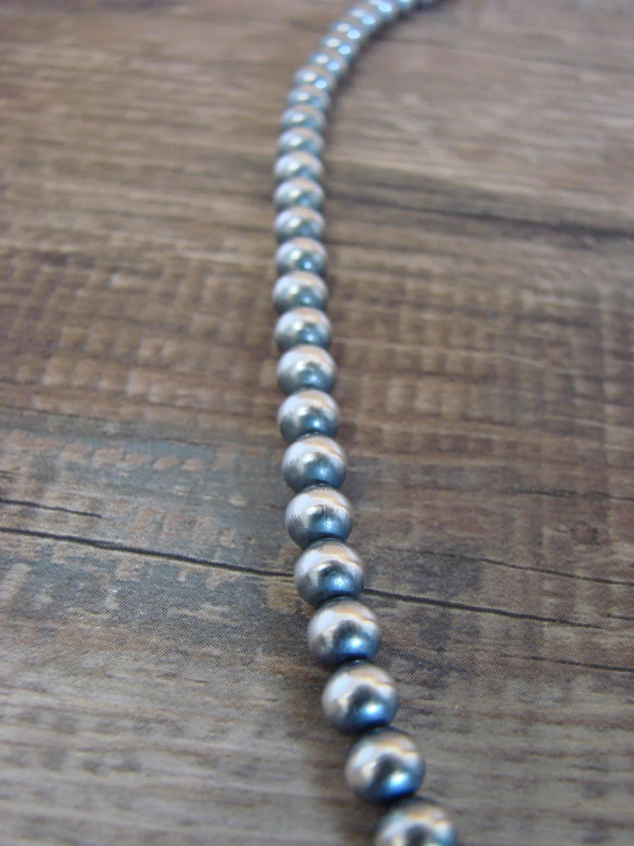 Native American Hand Strung Round Navajo Pearl 16" Necklace by I. John