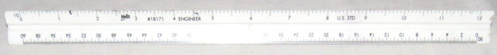 Three-sided One-foot Triangular Ruler Helix #18171 ENGINEER U.S. STD