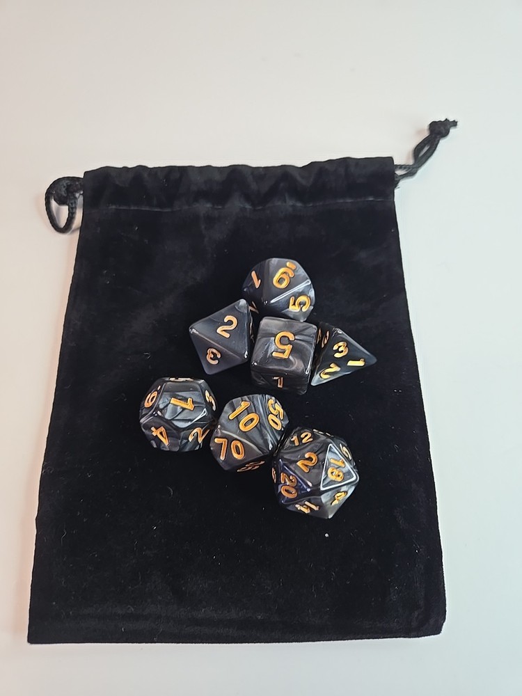 RR | 7-Dice Polyhedral Starter Set | Beginner Dice Kit with Suede Bag D&D