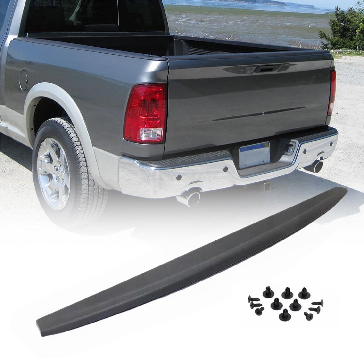 Fits Dodge Ram 1500 2500 3500 09-19 Tailgate Top Protector Molding Cap Spoiler