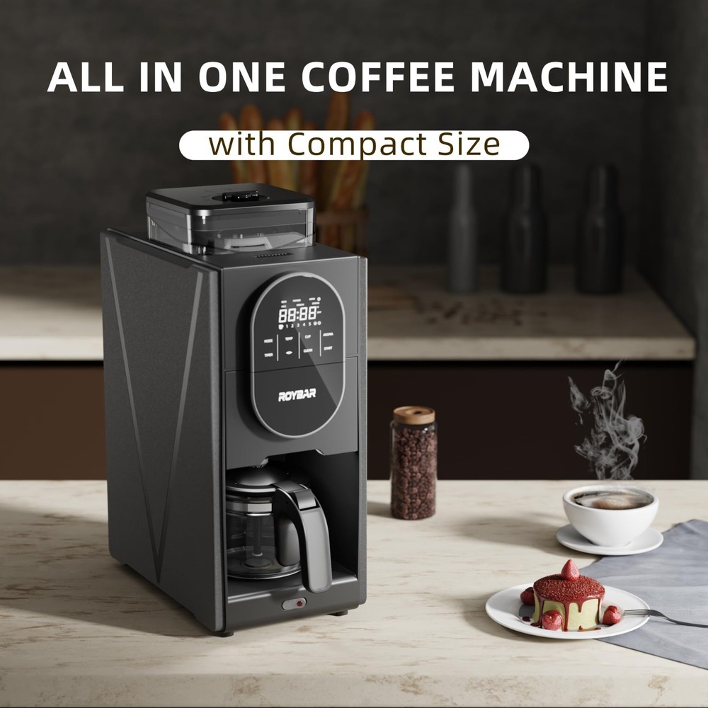 Coffee Maker with Grinder, Programmable Hot and Cold Coffee Maker with 22 oz