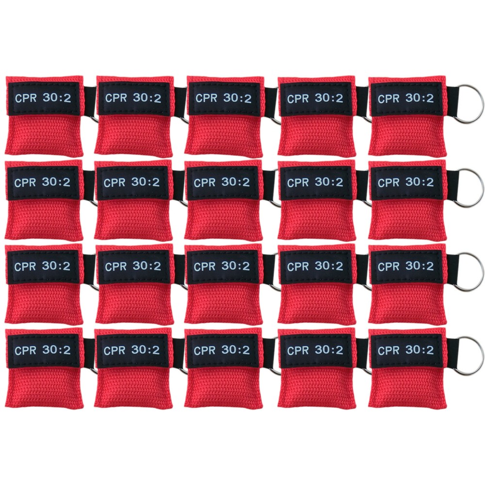 100pcs Red CPR Mask with Keychain Face Shield 30:2 AED CPR  Face shield