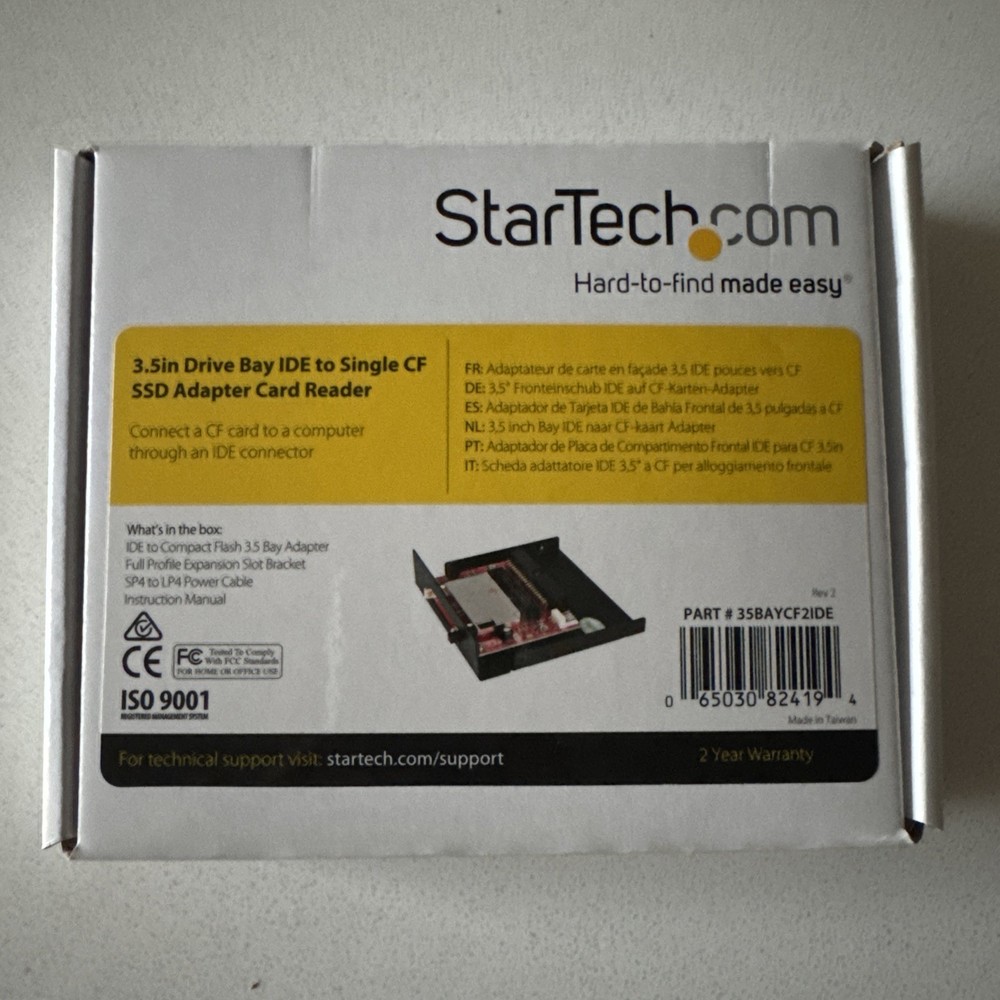 StarTech 3.5in Drive Bay IDE to Single CF SSD Adapter Card Reader