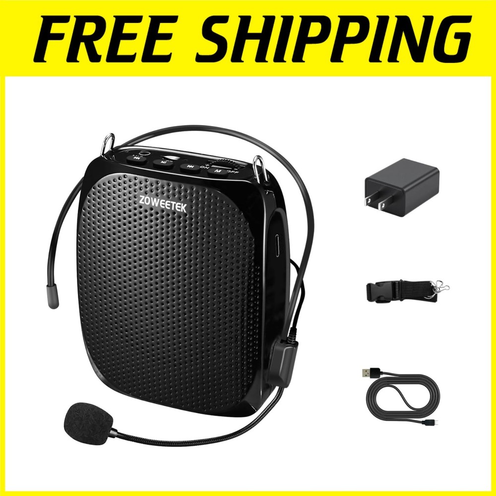 Portable Voice Amplifier with Wired Microphone Headset